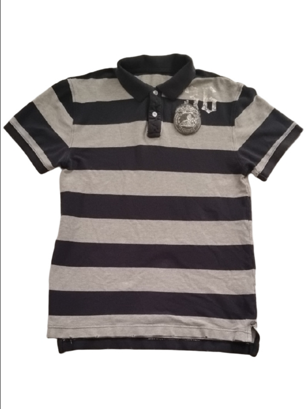 3/$20 Aeropostale Mens Striped Polo - Navy & Gray